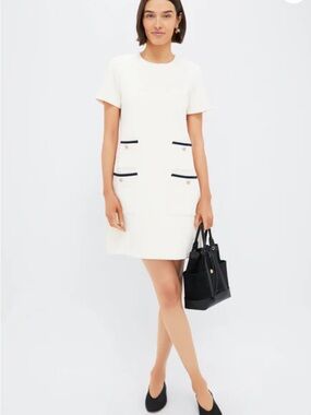 Tuckernuck White Mini Shift Dress with Navy Trim